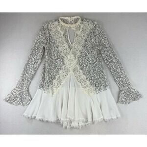 FREE PEOPLE Women's Tell Tale Top‎ Small Sheer Lace Tunic Whimsigoth Fairy Y2K